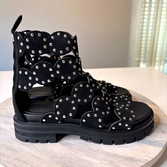 Alaia Paris Black Studded Suede Gladiator Sandals EU 38 US Sz 8 Designer Shoes - Picture 2 of 10